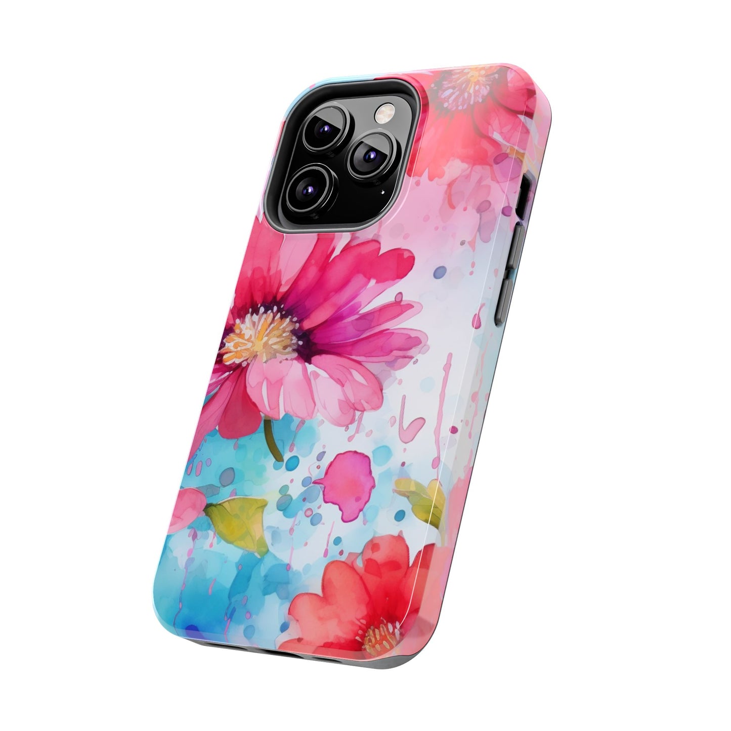 Vibrant Watercolor Red & Pink Floral - iPhone Case