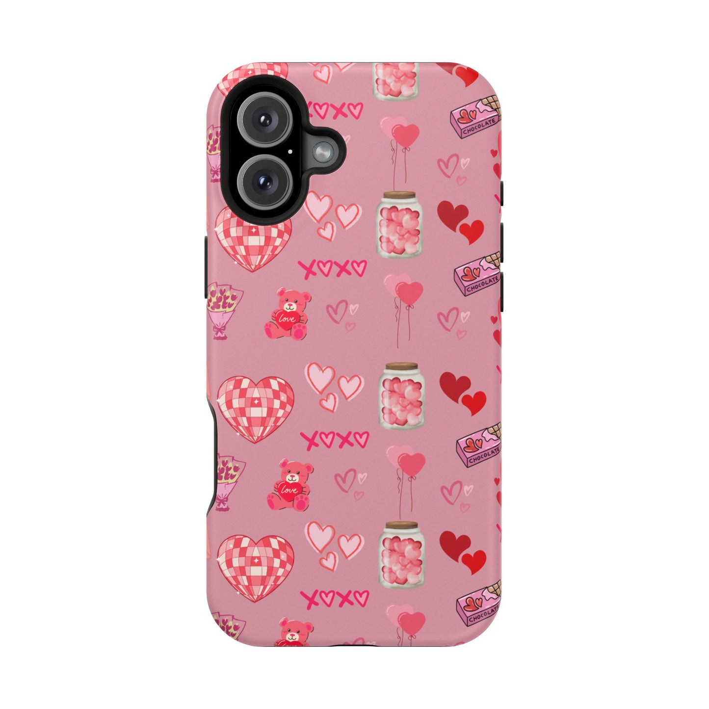 Pink Valentine Love Collage – MagSafe-Compatible iPhone Case