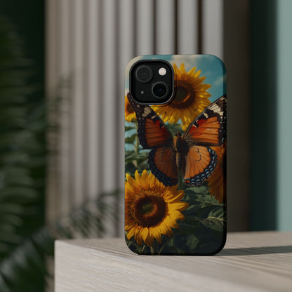 Vibrant Butterfly & Sunflower – MagSafe iPhone Case