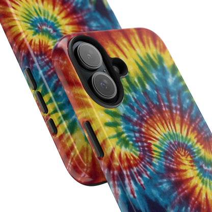 Retro Tie-Dye Swirl iPhone Case – Rainbow Spiral Design