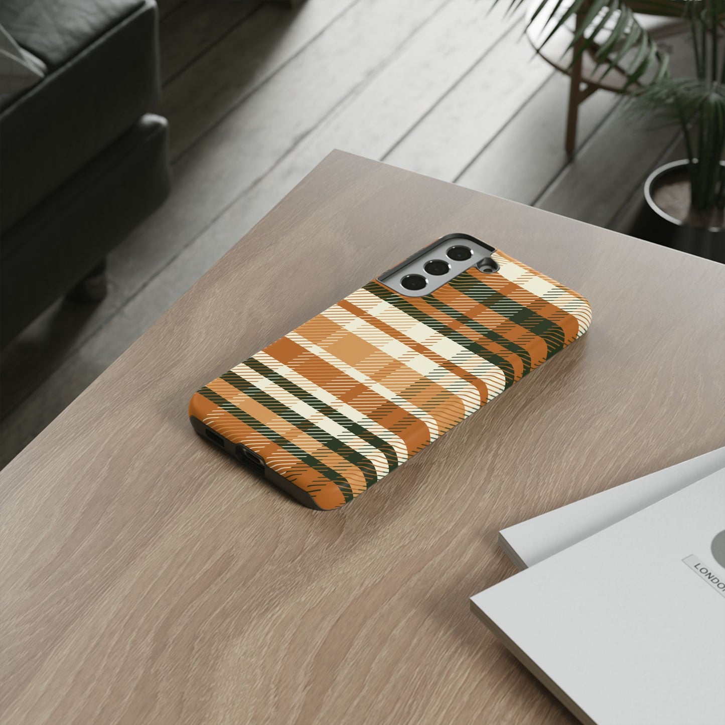 Samsung Galaxy Case - Pumpkin Spice Plaid Design