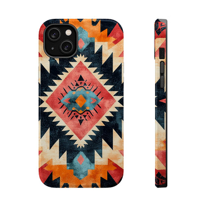 Bold Aztec Pattern Tough MagSafe iPhone Case – Vibrant Geometric Design, Dual-Layer Protection