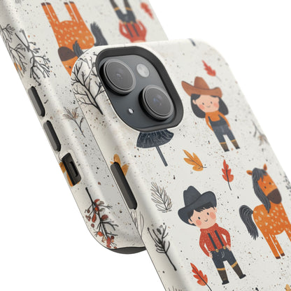 Cowboy Adventures Tough MagSafe iPhone Case – Cute Western Theme, Dual-Layer Protection