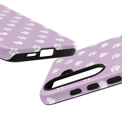 Purple Hearts & Paw Prints - Cute Pet Lover Phone Case