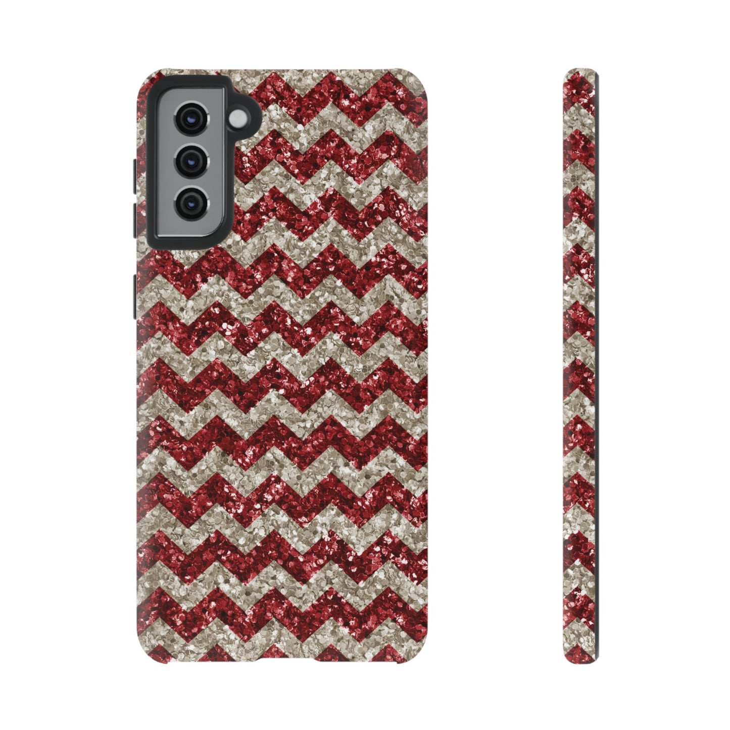 Sparkling Red & White Chevron – Glitter Illusion MagSafe iPhone Case