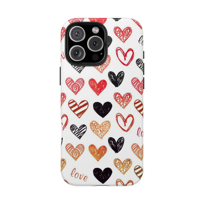 iPhone Case: Hand-Drawn Hearts & Love