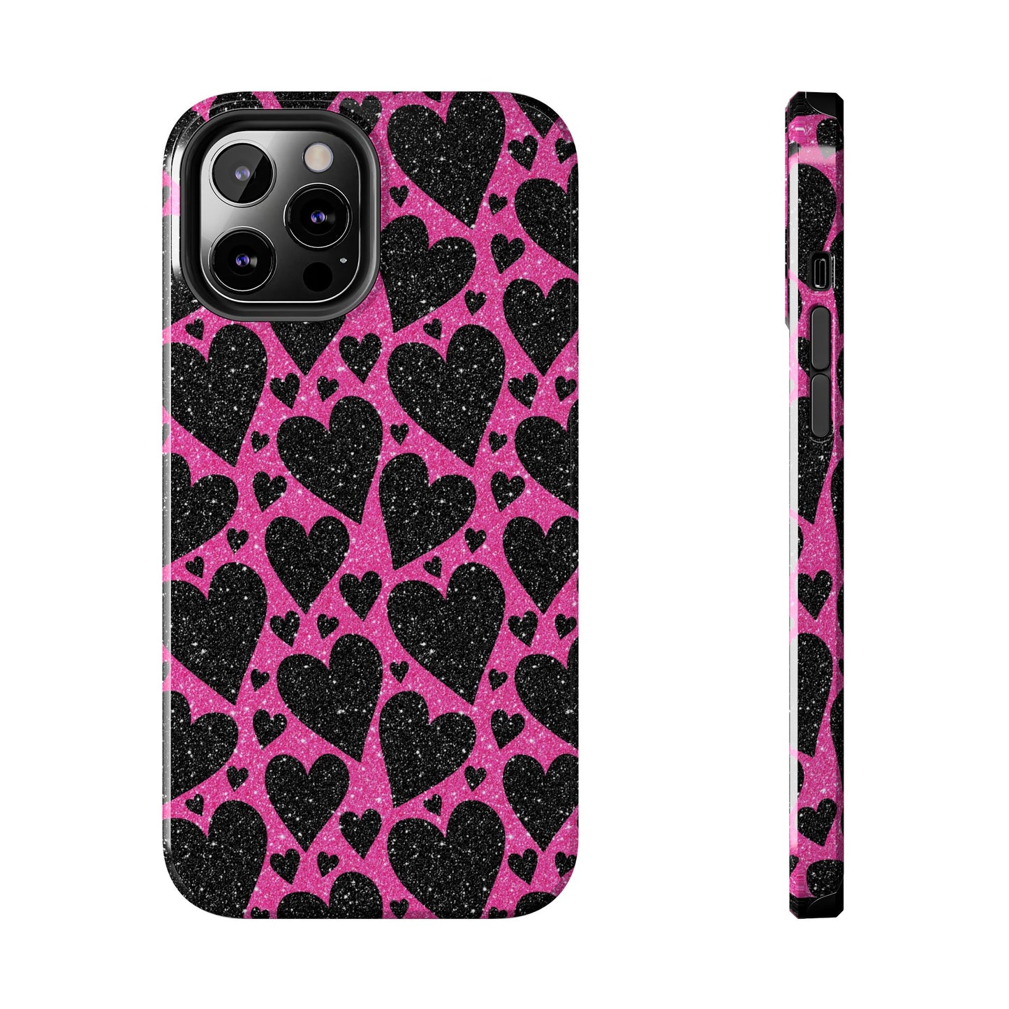 Pink Glitter Hearts iPhone Case