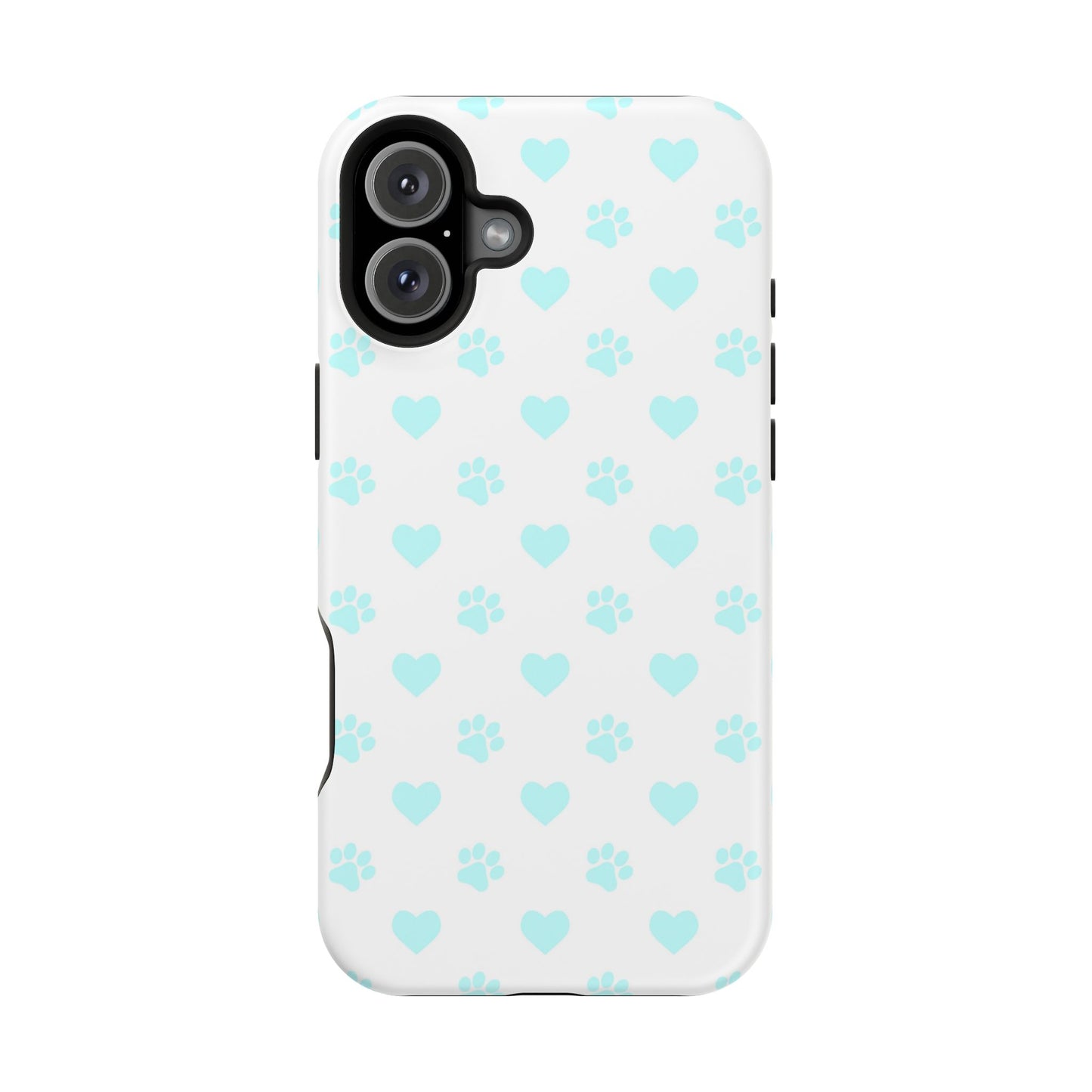 MagSafe Case - Aqua Paw Print & Heart Design