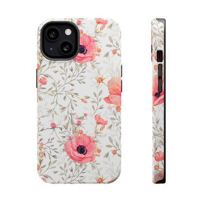 Pink Floral Watercolor MagSafe iPhone Case – Elegant Blossom Design with Magnetic Compatibility