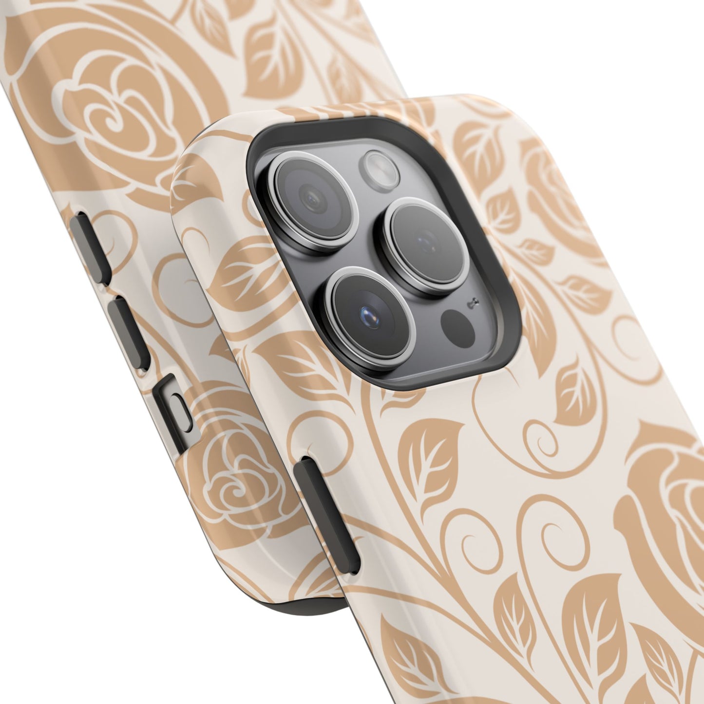 Vintage Rose Vine Tough MagSafe iPhone Case – Elegant Floral Pattern with Dual-Layer Protection