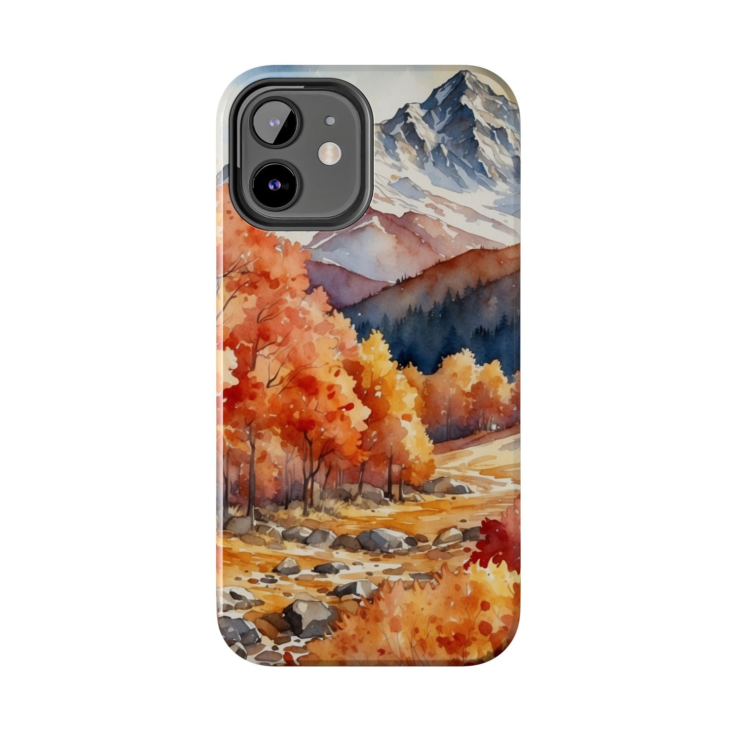 Watercolor Autumn Forest and Mountains - iPhone Case