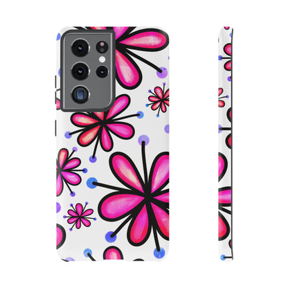Pink Retro Bloom Samsung Galaxy Case – Ultra-Slim Design, Glossy Finish
