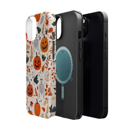 Halloween Pumpkin & Skeleton MagSafe iPhone Case – Spooky Autumn Design