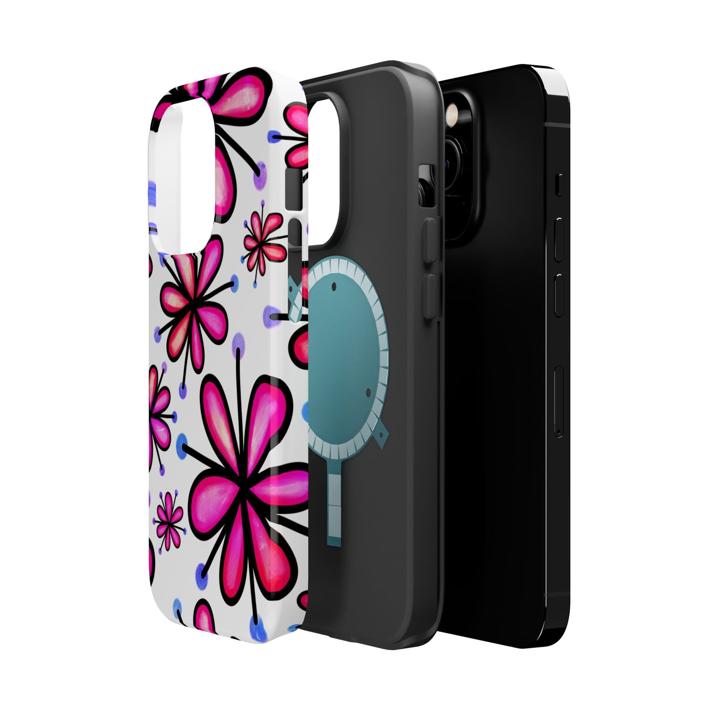 Pink Retro Bloom MagSafe iPhone Case – Ultra-Slim Design, Glossy Finish