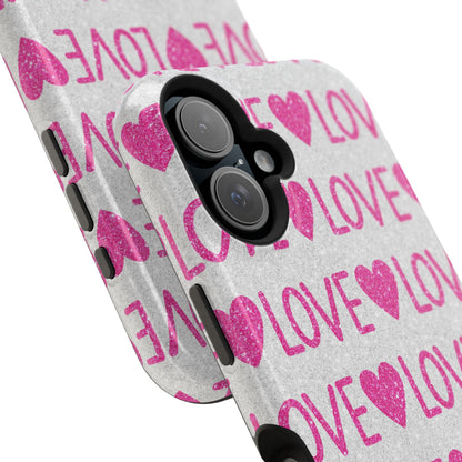 Pink Glitter Love Pattern – MagSafe iPhone Case