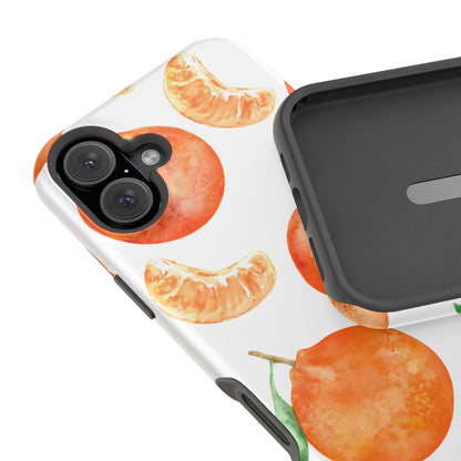 Tangerine Dreams Tough MagSafe iPhone Case – Watercolor Orange Design, Shockproof Dual Protection