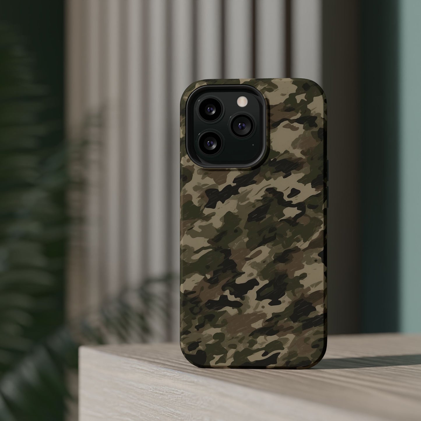 Classic Light Brown Camouflage – MagSafe iPhone Case with Rugged Elegance