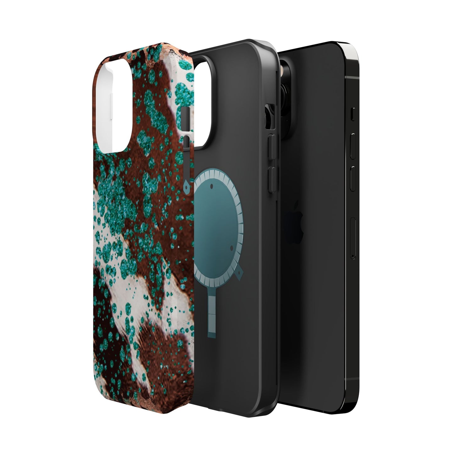 Teal Glitter Cowhide - MagSafe iPhone Series Case