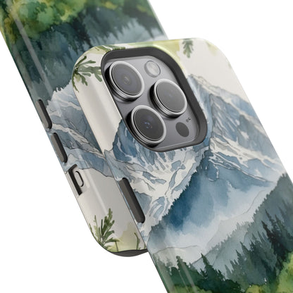 Watercolor Alpine Mountainscape - MagSafe iPhone Case