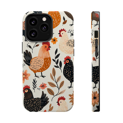 MagSafe iPhone Case: Cluckin' Vintage – Chickens & Leaves