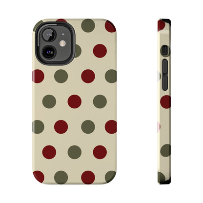 Red & Green Polka Dots on Cream – iPhone Case