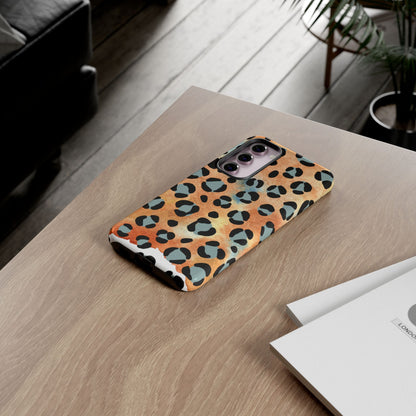 Sunset Watercolor Leopard Print Tough Samsung Galaxy Case – Artistic Animal Pattern with Dual-Layer Protection