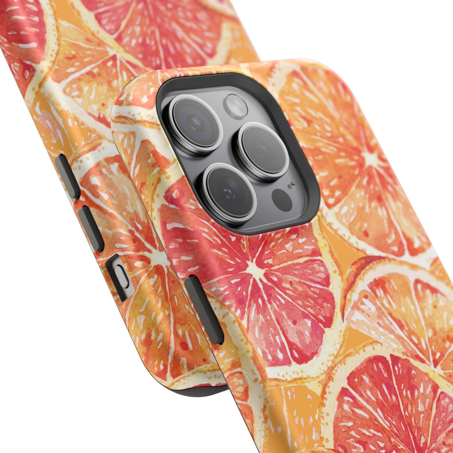 Watercolor Citrus Splash Tough MagSafe iPhone Case – Vibrant Fruit Print, Shock-Resistant Design