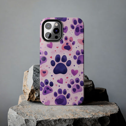 Purple Paw Print iPhone Case - Playful Pet Lover’s Protective Cover