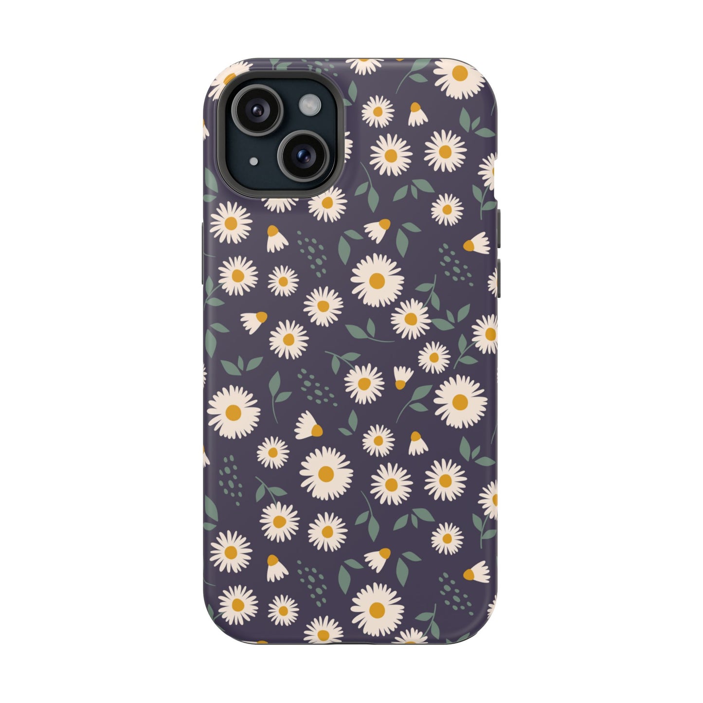 Midnight Daisy MagSafe iPhone Case – Dark Navy Floral Design, Slim and Protective