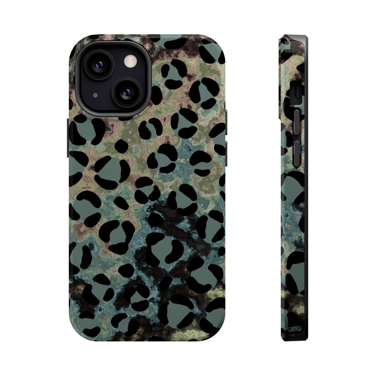 Moody Watercolor Leopard Print Tough MagSafe iPhone Case – Earthy Abstract Pattern with Dual-Layer Protection