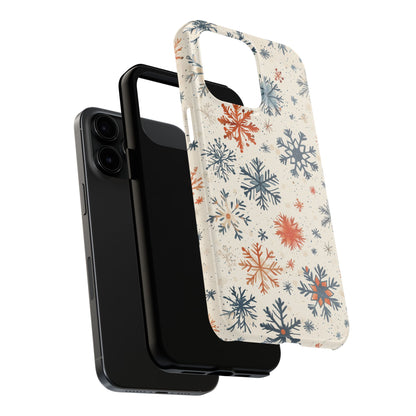 Rustic Orange and Blue Snowflake Pattern – iPhone Series Case