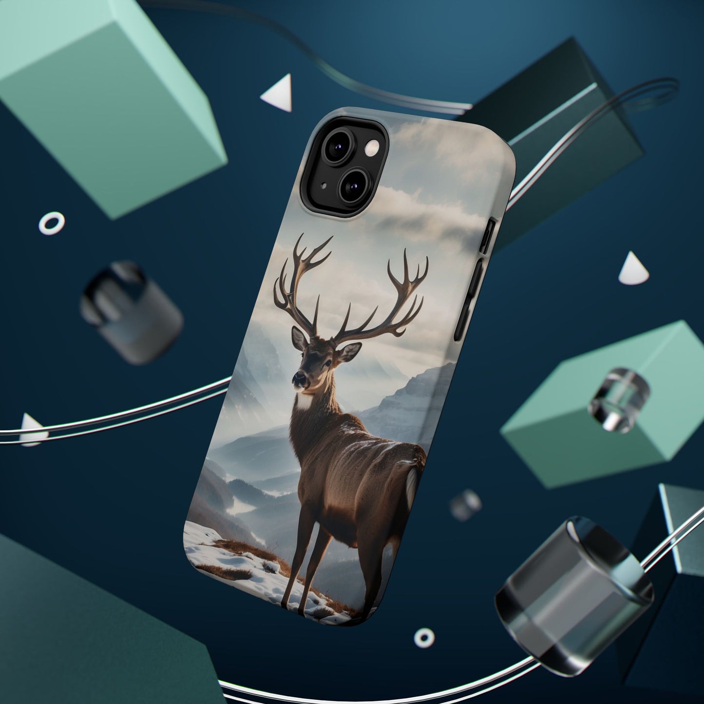 Alpine Majesty: Stag in Snow – MagSafe iPhone Case