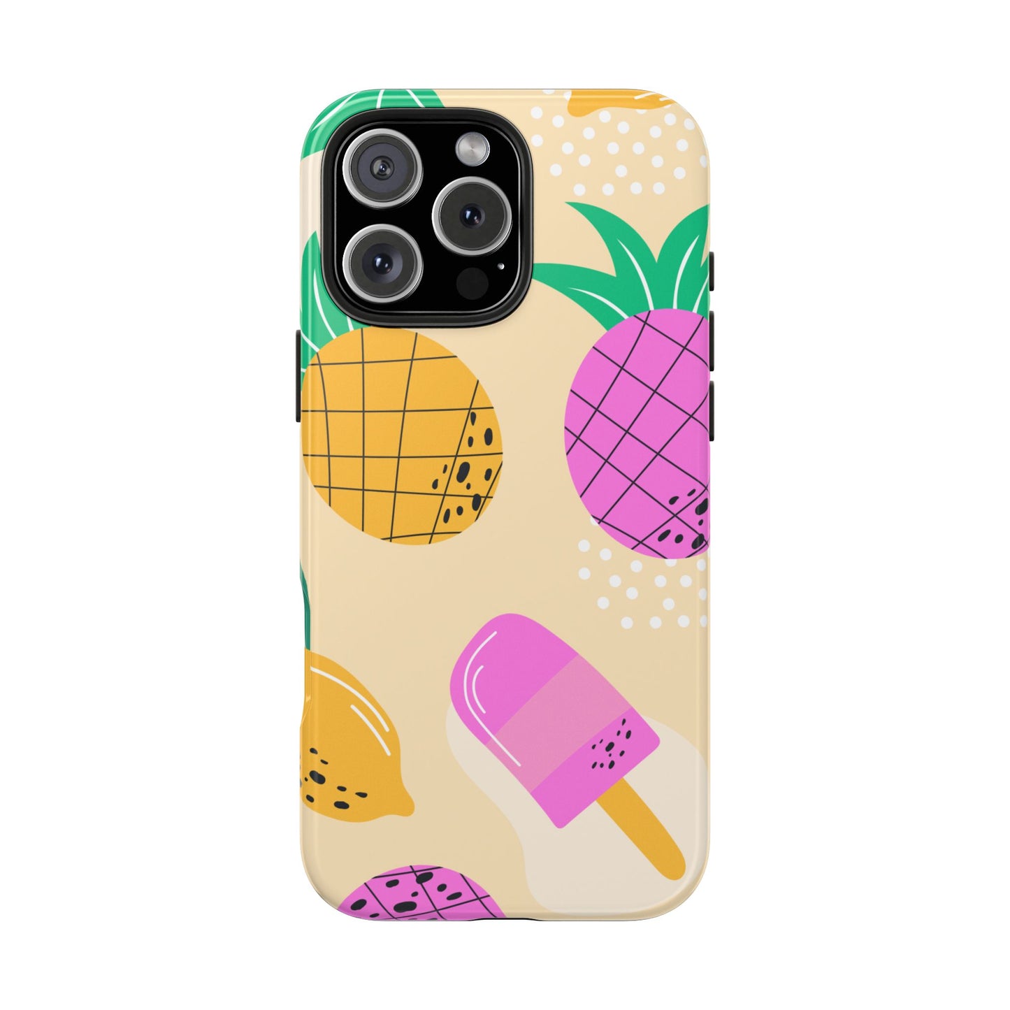 Tropical Pop iPhone Case – Fun Pineapple & Lemon Design with Vibrant Summery Colors