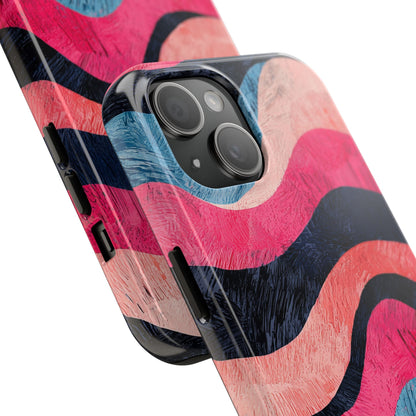 Abstract Wave Pattern iPhone Case – Shockproof, Matte Finish, Dual-Layer Protection