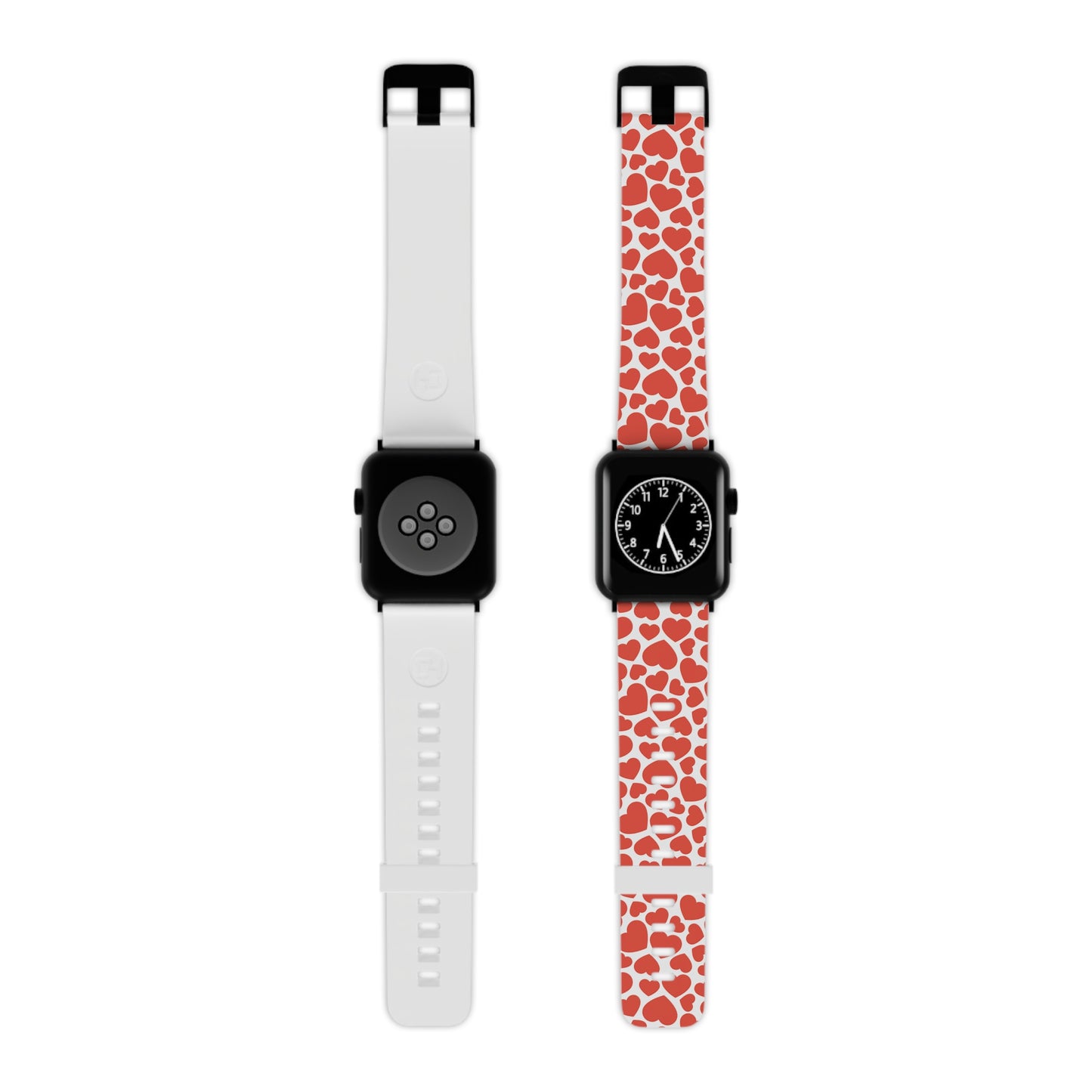 Playful White Hearts on Red Apple Watch Band