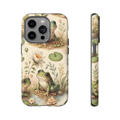 Cute Frogs Phone Case - Pond Pals Frolic - Charming Frog Lily Pad Phone Case for iPhone, Google & Samsung! Great Gift For Any Frog Lover!