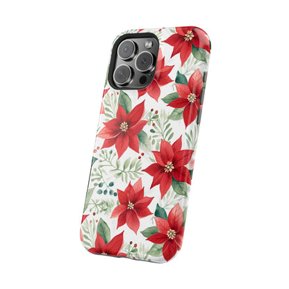 Festive Poinsettia Holiday Pattern – MagSafe iPhone Series Case