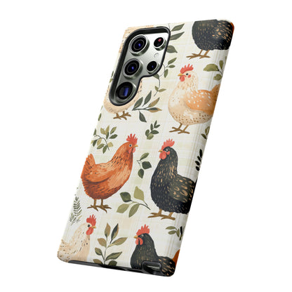 Samsung Galaxy Case: Vintage Chicken Farmhouse Case – Rustic Leaves Design