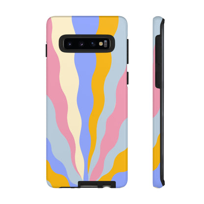 Pastel Radiance Samsung Galaxy Case – 70s-Inspired Dual-Layer Design with Wavy Sunburst Pattern