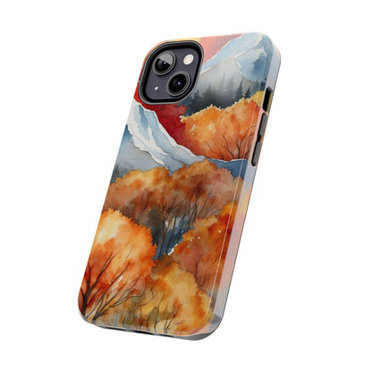 Autumn Mountain Forest Watercolor - iPhone Case