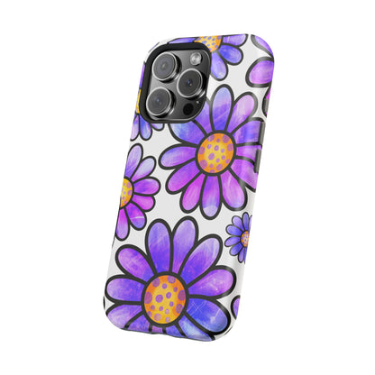 Purple Daisy Delight MagSafe iPhone Case – Slim Profile, Glossy Finish