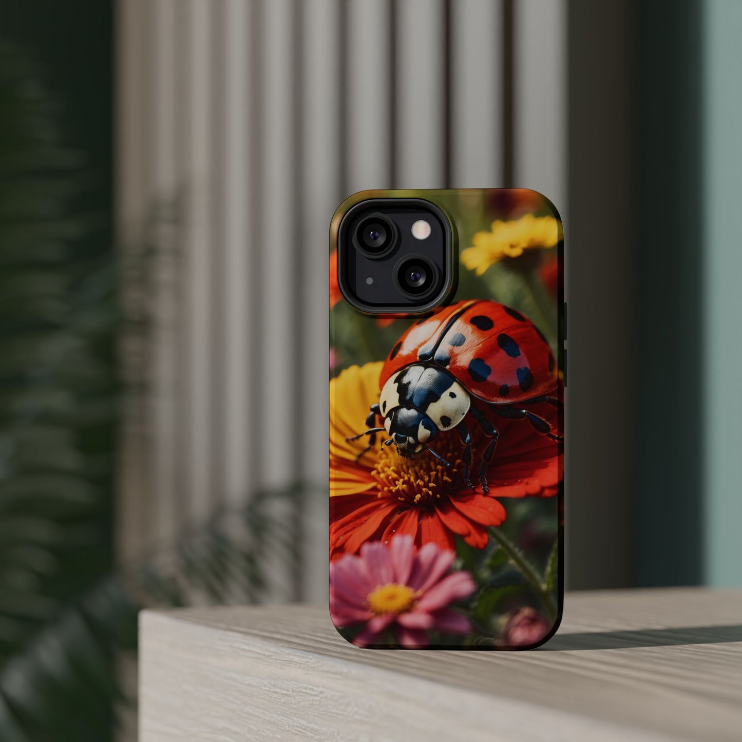 Ladybug on Orange Daisy - MagSafe iPhone Case