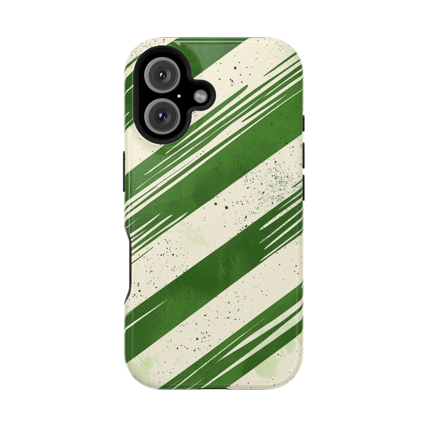 Green Stripes MagSafe iPhone Case – Bold Diagonal Brushstroke Design