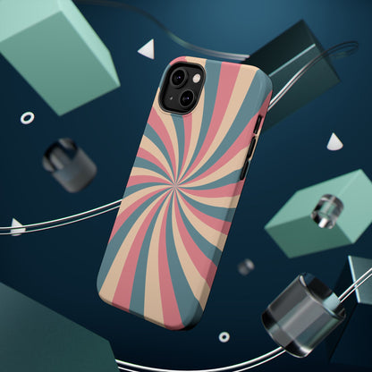 Vintage Pastel Swirl MagSafe iPhone Case – Dual-Layer Protection with 70s-Inspired Design