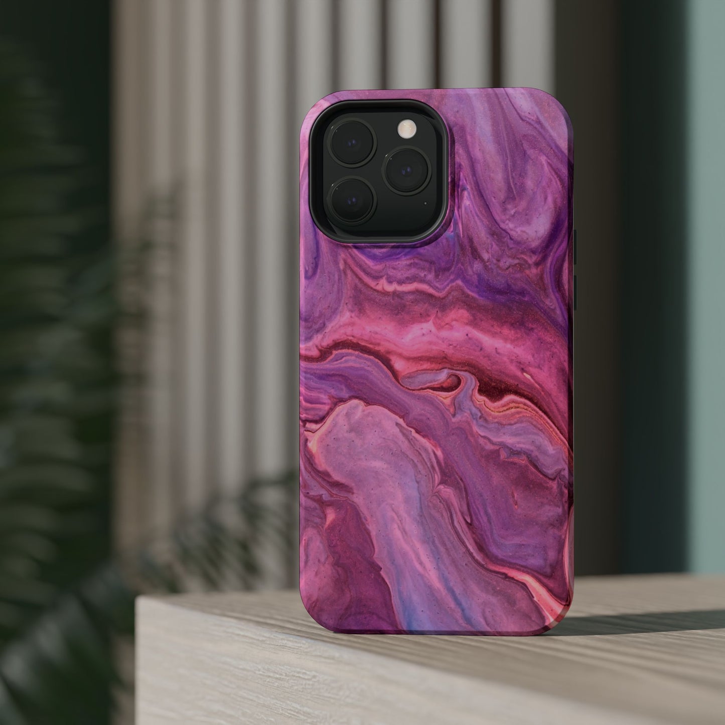 Lavender Dreamscape – MagSafe Case with Abstract Purple & Pink Marble Art