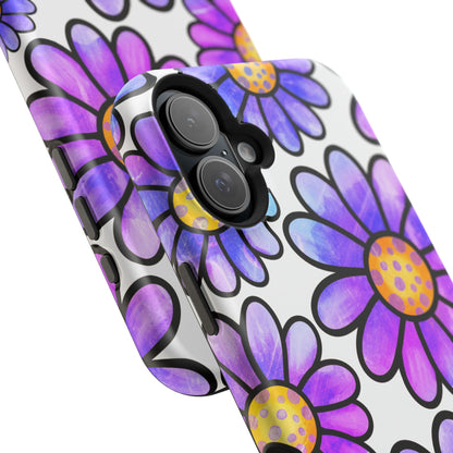 Purple Daisy Delight MagSafe iPhone Case – Slim Profile, Glossy Finish