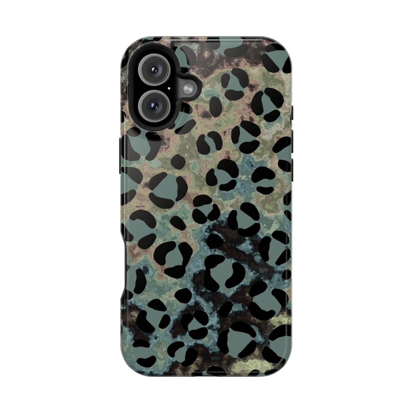 Moody Watercolor Leopard Print Tough MagSafe iPhone Case – Earthy Abstract Pattern with Dual-Layer Protection