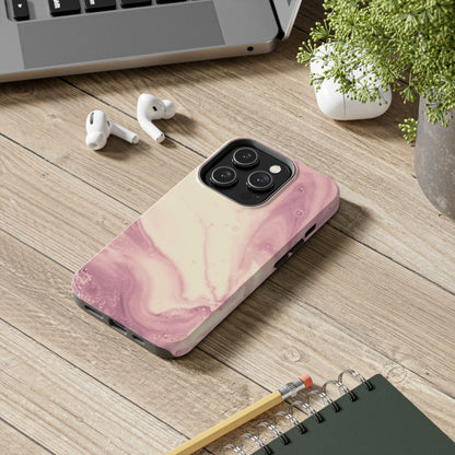 Blush Marble Glow – iPhone Case with Rose Gold & Pink Swirl Pattern