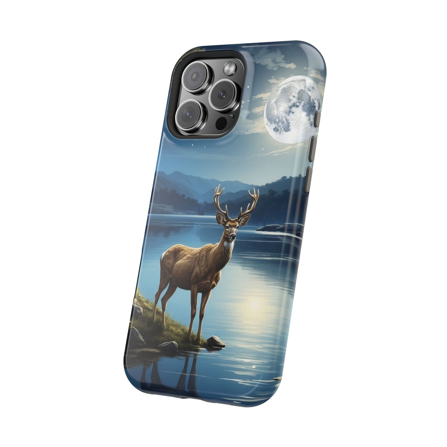 Moonlit Elegance: Stag by the Lake – MagSafe iPhone Case