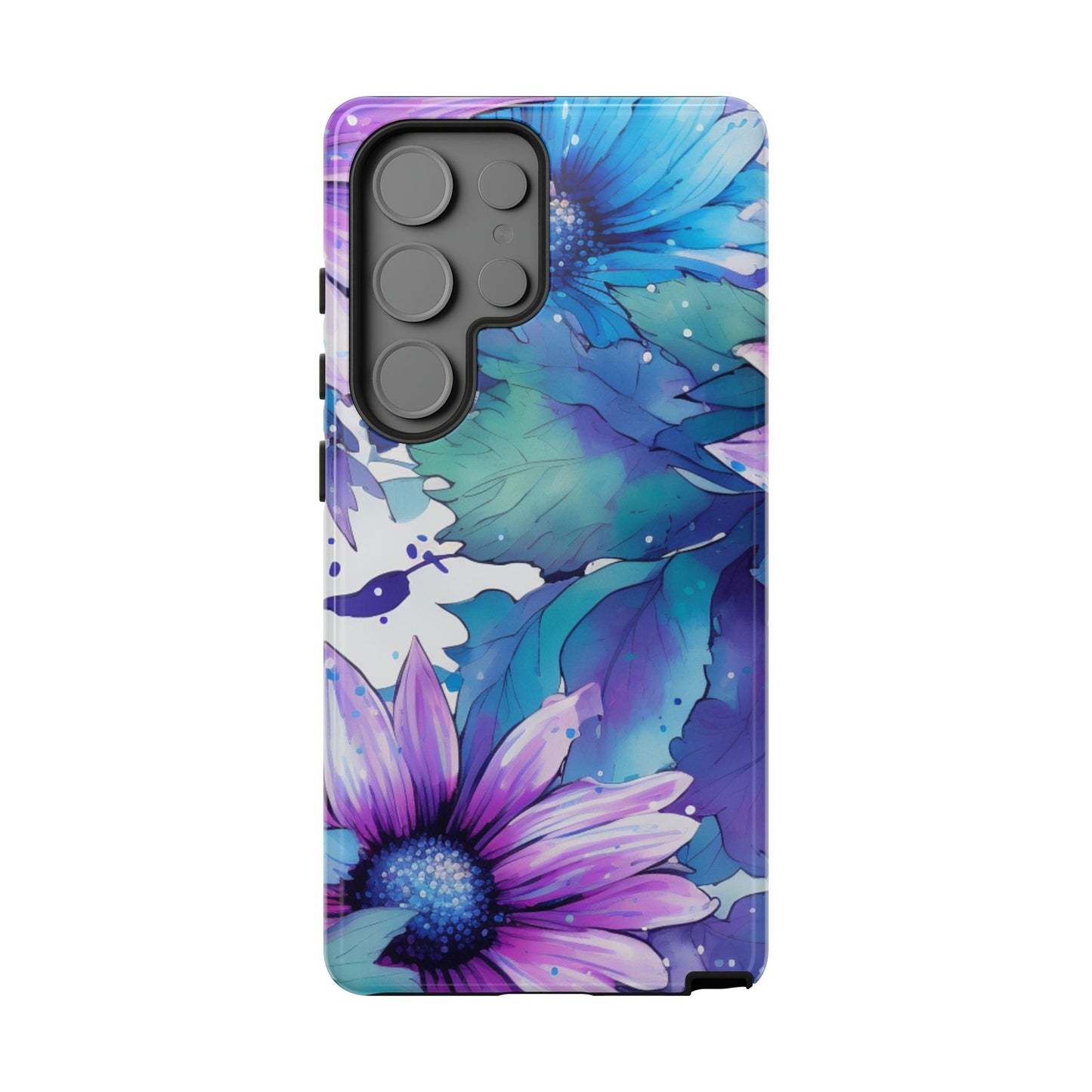 Purple & Teal Watercolor Floral Samsung Galaxy Case - Artistic Flower Design